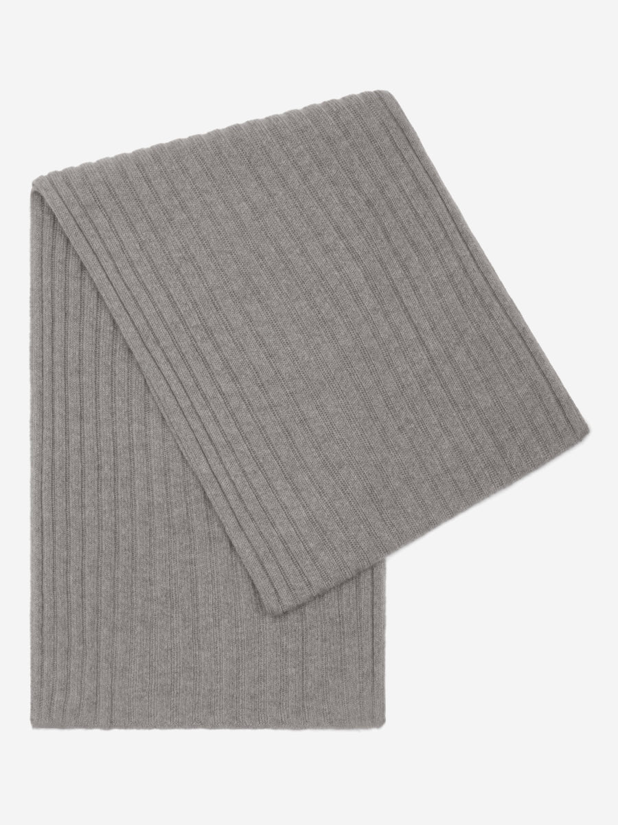 Napoli (light grey) - Italian 100% cashmere ribbed scarf (unisex) - Che Cose Belle