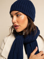 Napoli (navy blue) - Italian 100% cashmere ribbed scarf (unisex) - Che Cose Belle
