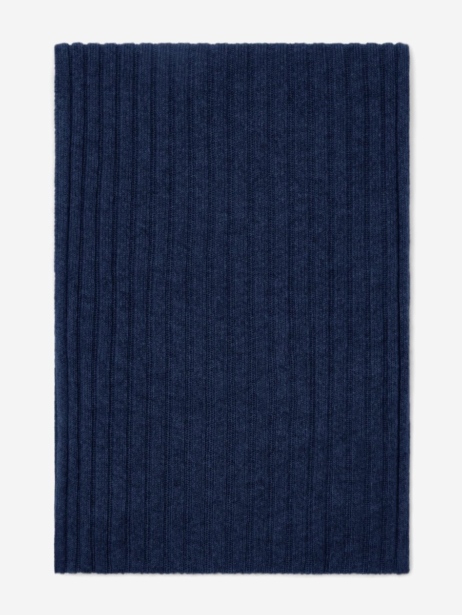 Napoli (navy blue) - Italian 100% cashmere ribbed scarf (unisex) - Che Cose Belle