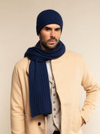 Napoli (navy blue) - Italian 100% cashmere ribbed scarf (unisex) - Che Cose Belle