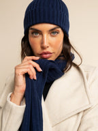 Napoli (navy blue) - Italian 100% cashmere ribbed scarf (unisex) - Che Cose Belle