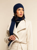 Napoli (navy blue) - Italian 100% cashmere ribbed scarf (unisex) - Che Cose Belle