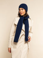 Napoli (navy blue) - Italian 100% cashmere ribbed scarf (unisex) - Che Cose Belle