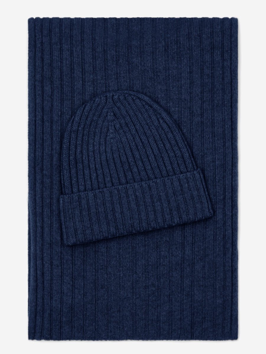 Napoli (navy blue) - Italian 100% cashmere ribbed scarf (unisex) - Che Cose Belle