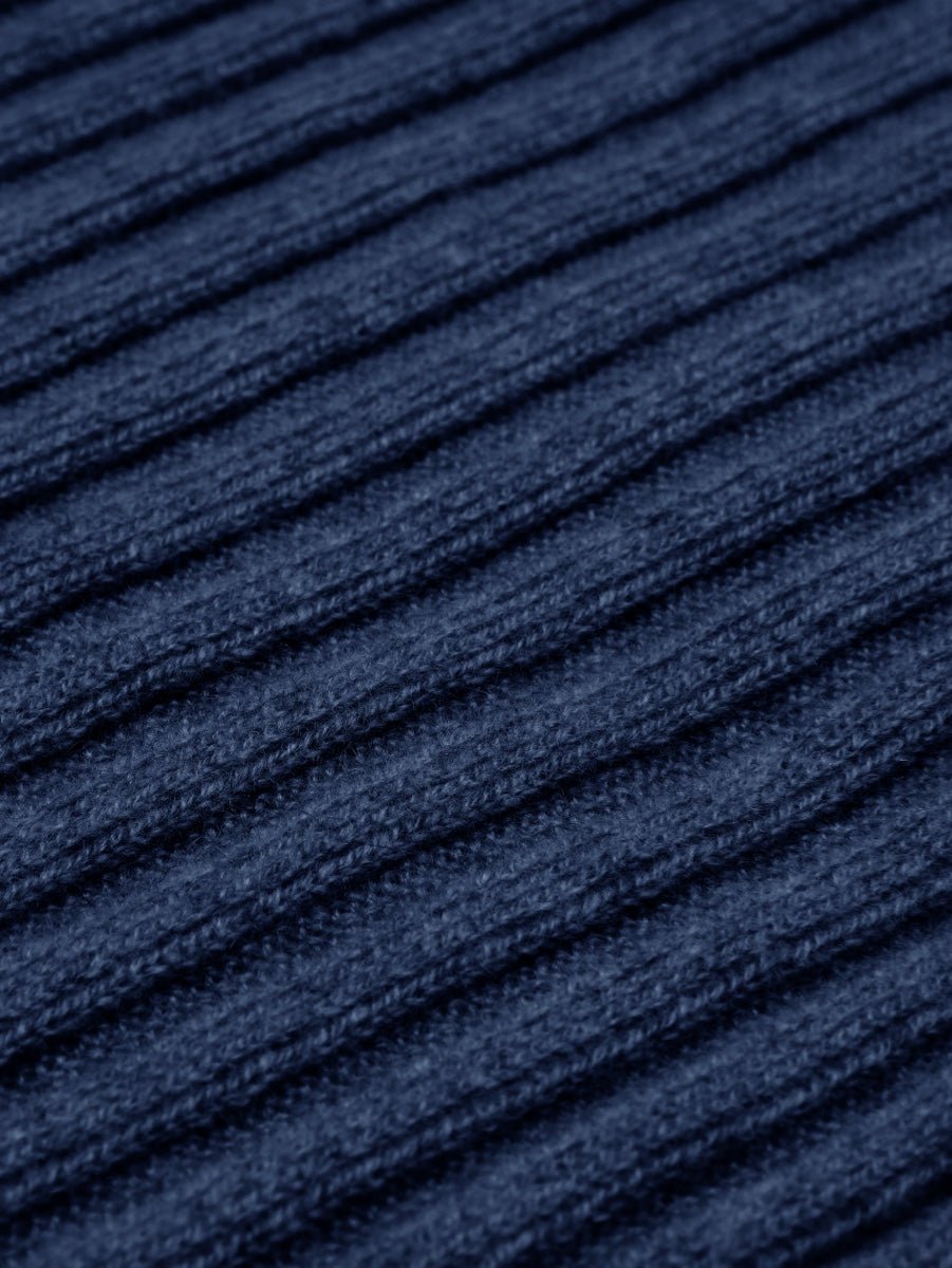 Napoli (navy blue) - Italian 100% cashmere ribbed scarf (unisex) - Che Cose Belle