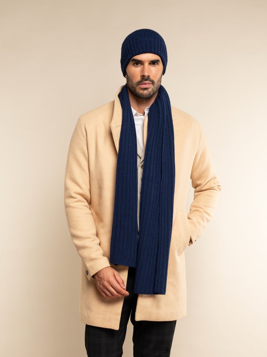 Napoli (navy blue) - Italian 100% cashmere ribbed scarf (unisex) - Che Cose Belle