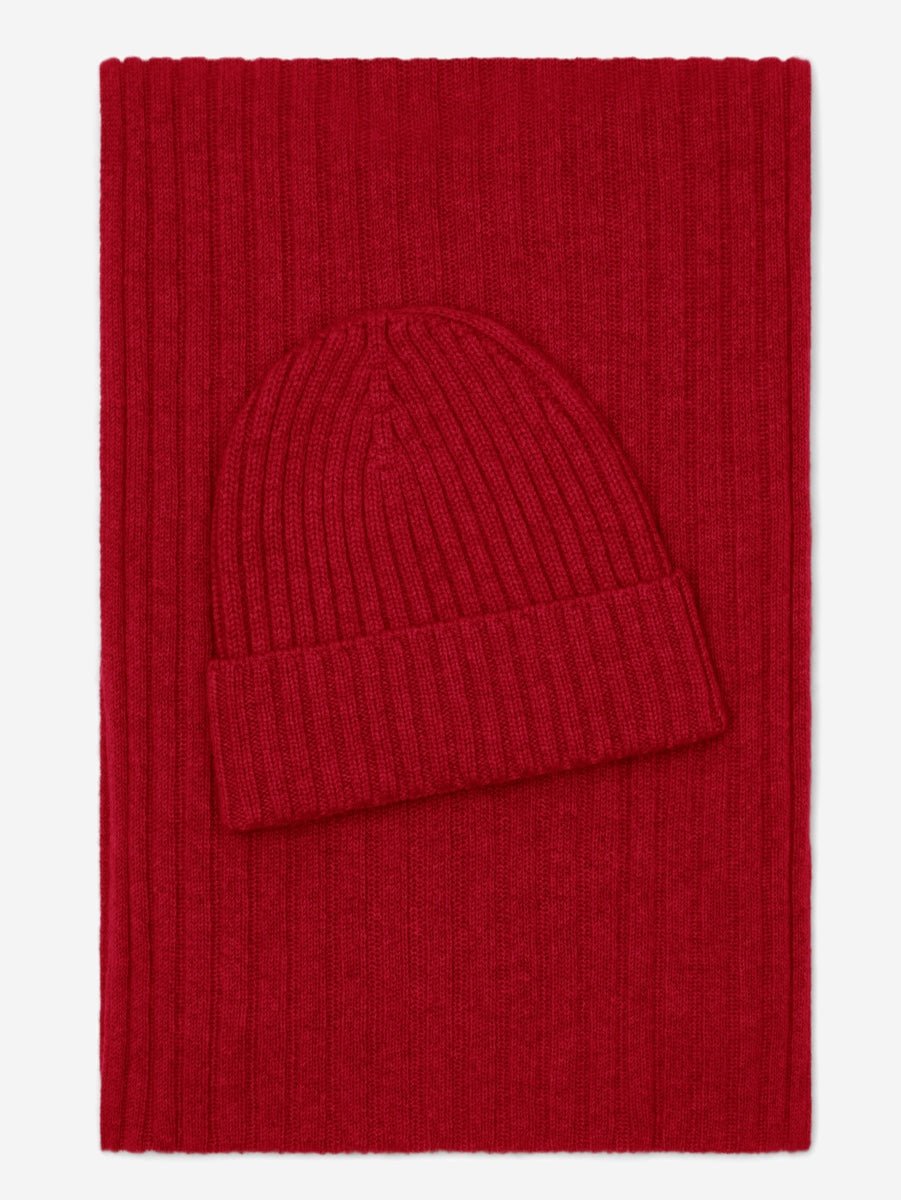 Napoli (red) - Italian 100% cashmere ribbed scarf (unisex) - Che Cose Belle