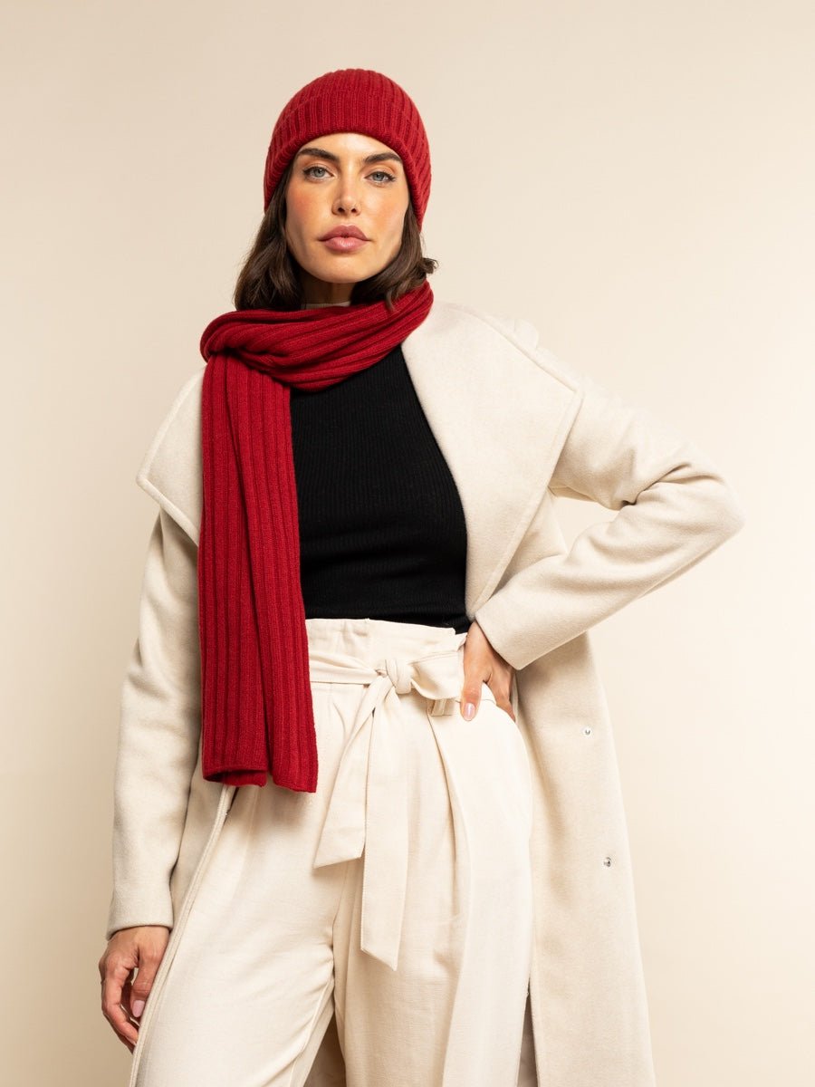 Napoli (red) - Italian 100% cashmere ribbed scarf (unisex) - Che Cose Belle