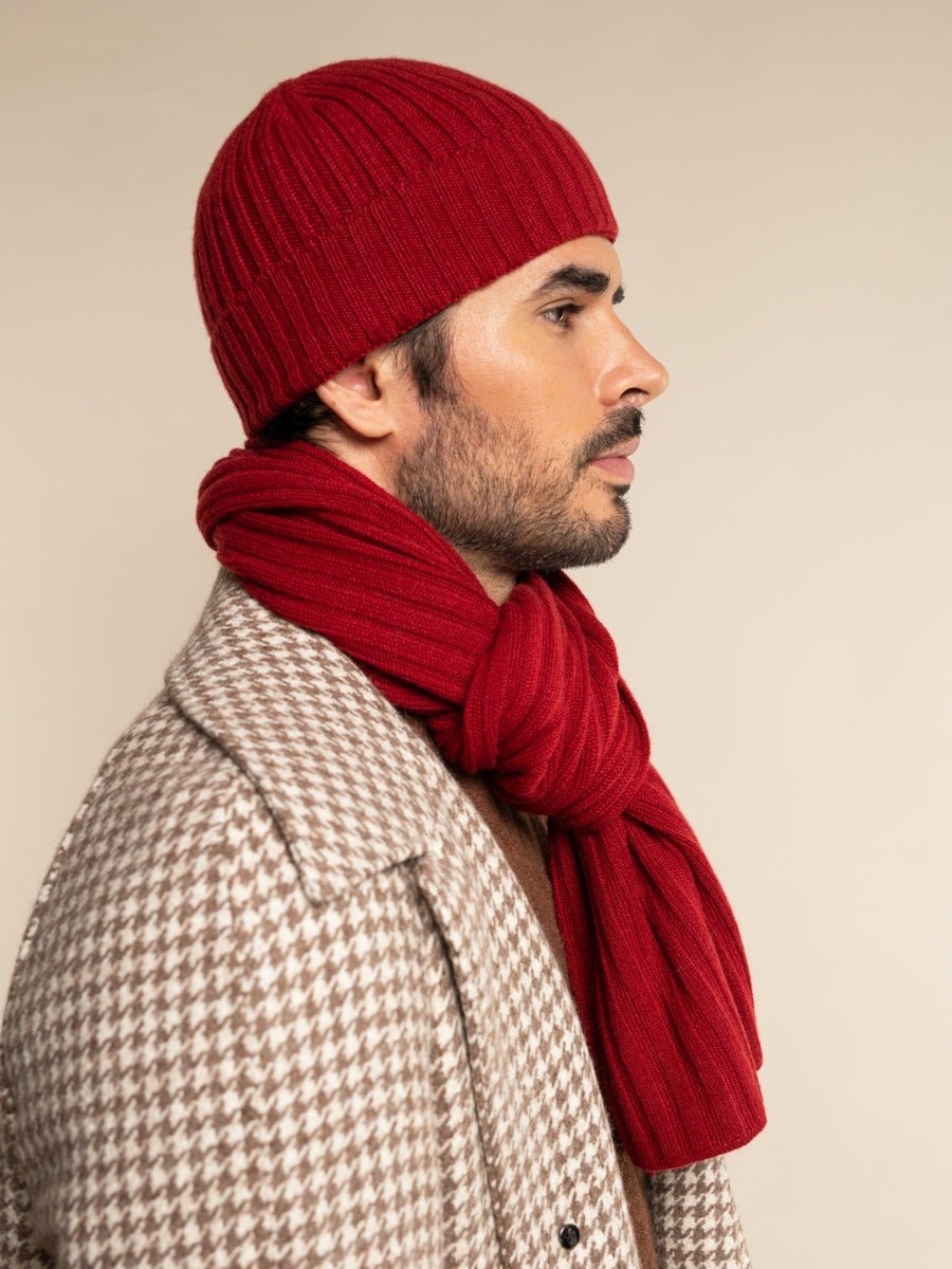 Napoli (red) - Italian 100% cashmere ribbed scarf (unisex) - Che Cose Belle