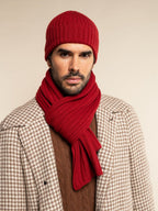 Napoli (red) - Italian 100% cashmere ribbed scarf (unisex) - Che Cose Belle