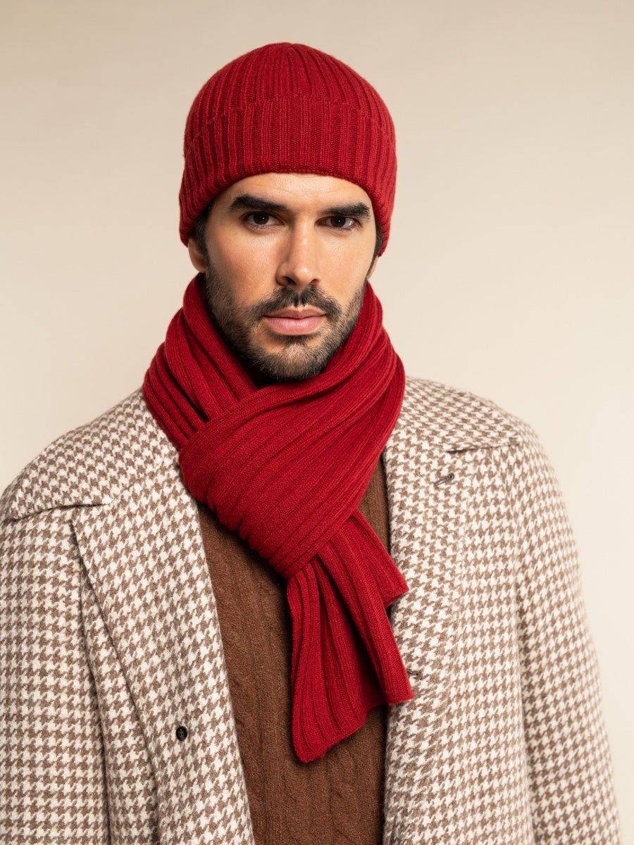 Napoli (red) - Italian 100% cashmere ribbed scarf (unisex) - Che Cose Belle