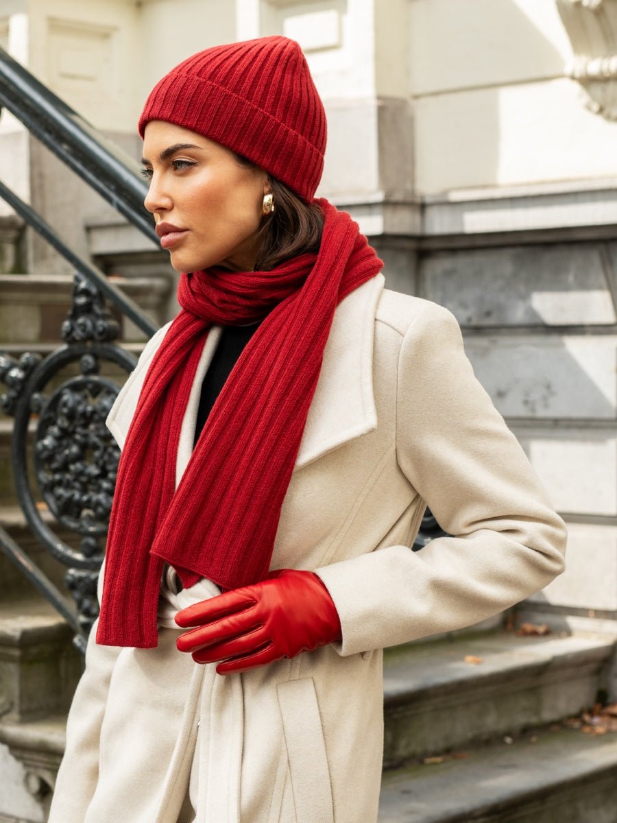 Napoli (red) - Italian 100% cashmere ribbed scarf (unisex) - Che Cose Belle