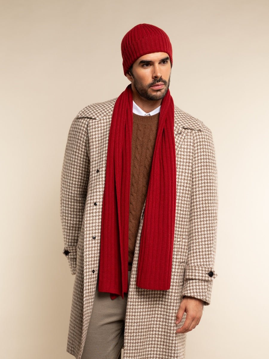 Napoli (red) - Italian 100% cashmere ribbed scarf (unisex) - Che Cose Belle