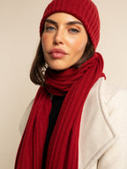 Napoli (red) - Italian 100% cashmere ribbed scarf (unisex) - Che Cose Belle
