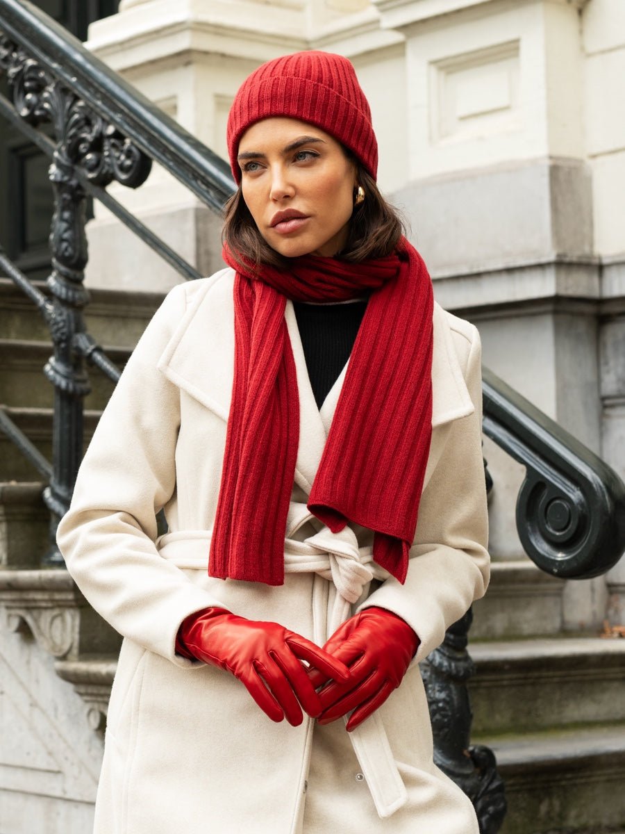 Napoli (red) - Italian 100% cashmere ribbed scarf (unisex) - Che Cose Belle