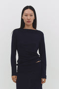 NARAE LONG SLEEVE TOP IN NAVY - Che Cose Belle