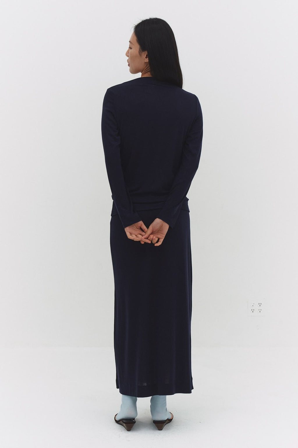 NARAE LONG SLEEVE TOP IN NAVY - Che Cose Belle