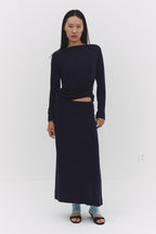 NARAE LONG SLEEVE TOP IN NAVY - Che Cose Belle