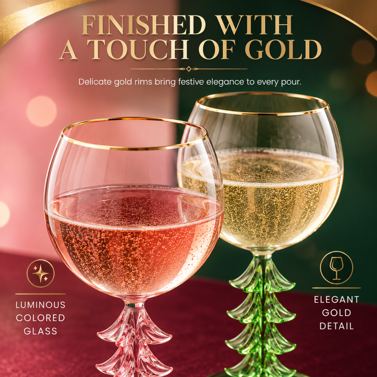 Natale Stemmed Wine Glassware, Set of 2 - Che Cose Belle