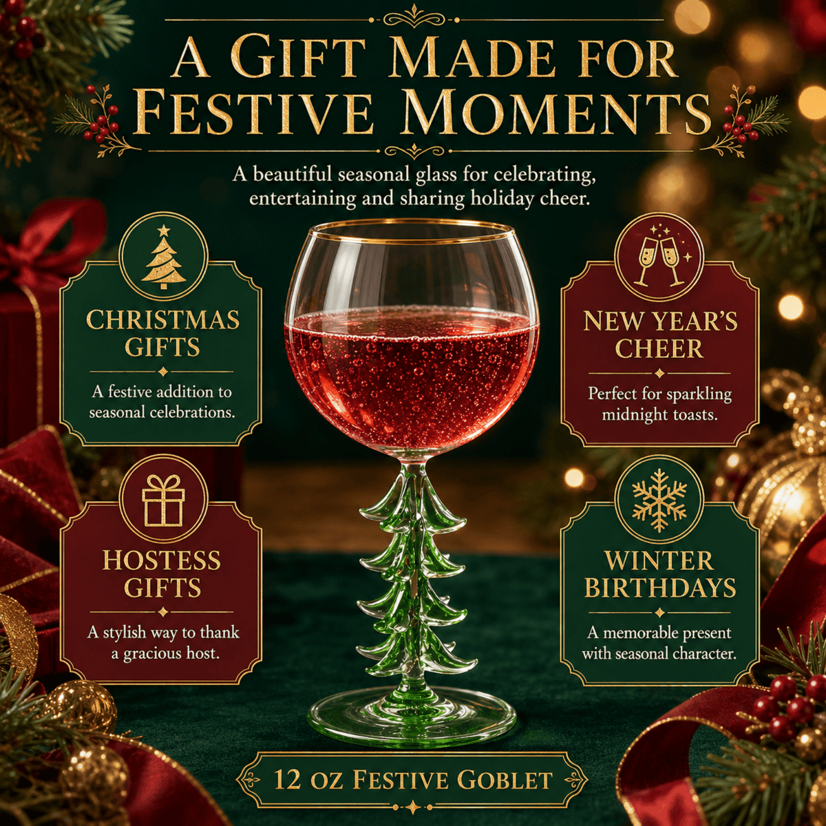Natale Stemmed Wine Glassware, Single - Che Cose Belle