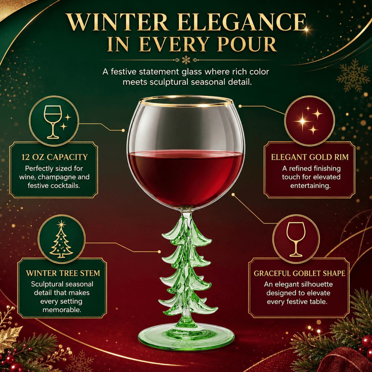 Natale Stemmed Wine Glassware, Single - Che Cose Belle