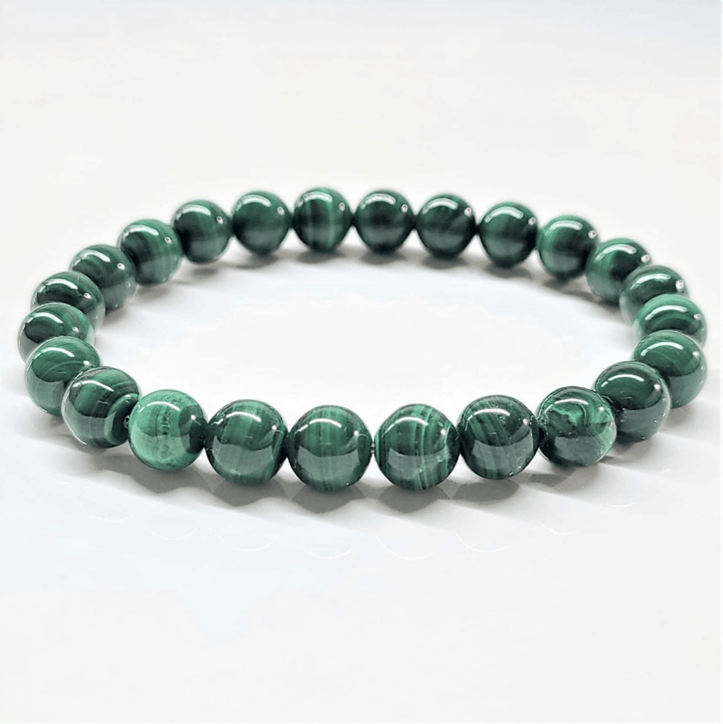 Natural Malachite Round Bead Bracelet - Abundant Love - Che Cose Belle