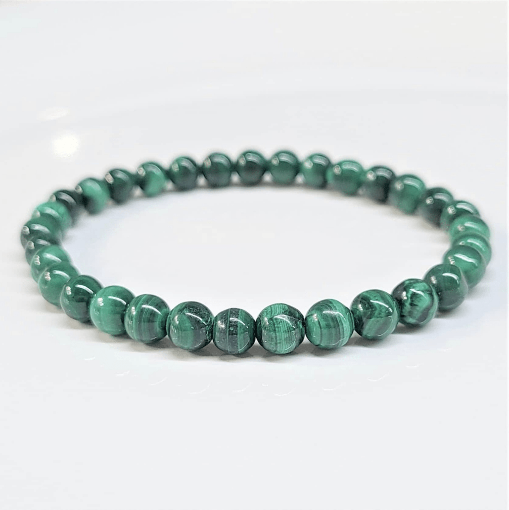 Natural Malachite Round Bead Bracelet - Abundant Love - Che Cose Belle