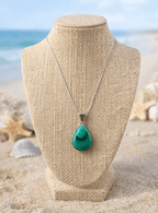 Natural Malachite Teardrop Pendant – Sterling Silver Coastal Statement Jewelry - Che Cose Belle