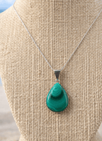 Natural Malachite Teardrop Pendant – Sterling Silver Coastal Statement Jewelry - Che Cose Belle