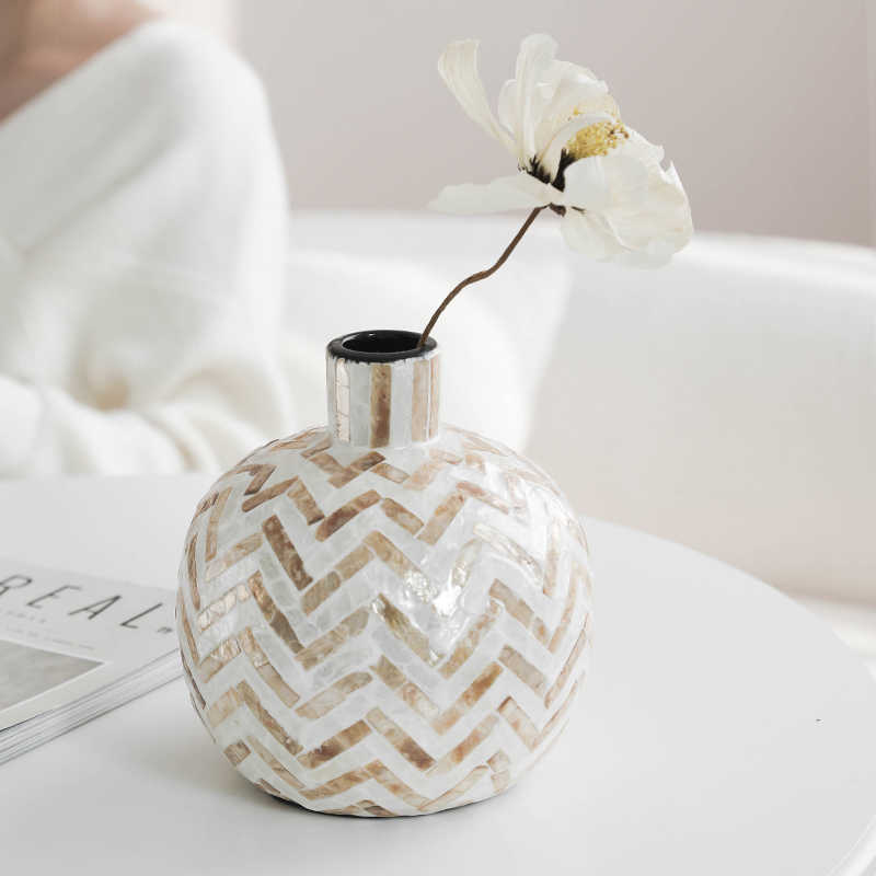Natural Shell Handmade Ceramic Vase Home Creative Flower Container - Che Cose Belle