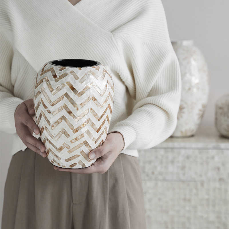 Natural Shell Handmade Ceramic Vase Home Creative Flower Container - Che Cose Belle