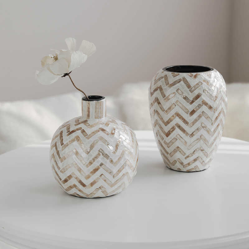Natural Shell Handmade Ceramic Vase Home Creative Flower Container - Che Cose Belle