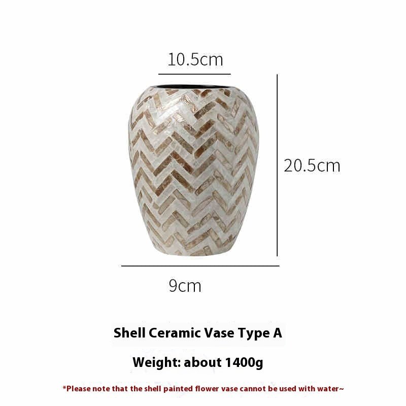 Natural Shell Handmade Ceramic Vase Home Creative Flower Container - Che Cose Belle