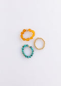 Natural Turquoise + 14k Gold Filled + Honey Amber || Ring Set Trio || - Che Cose Belle