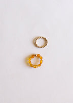 Natural Turquoise + 14k Gold Filled + Honey Amber || Ring Set Trio || - Che Cose Belle