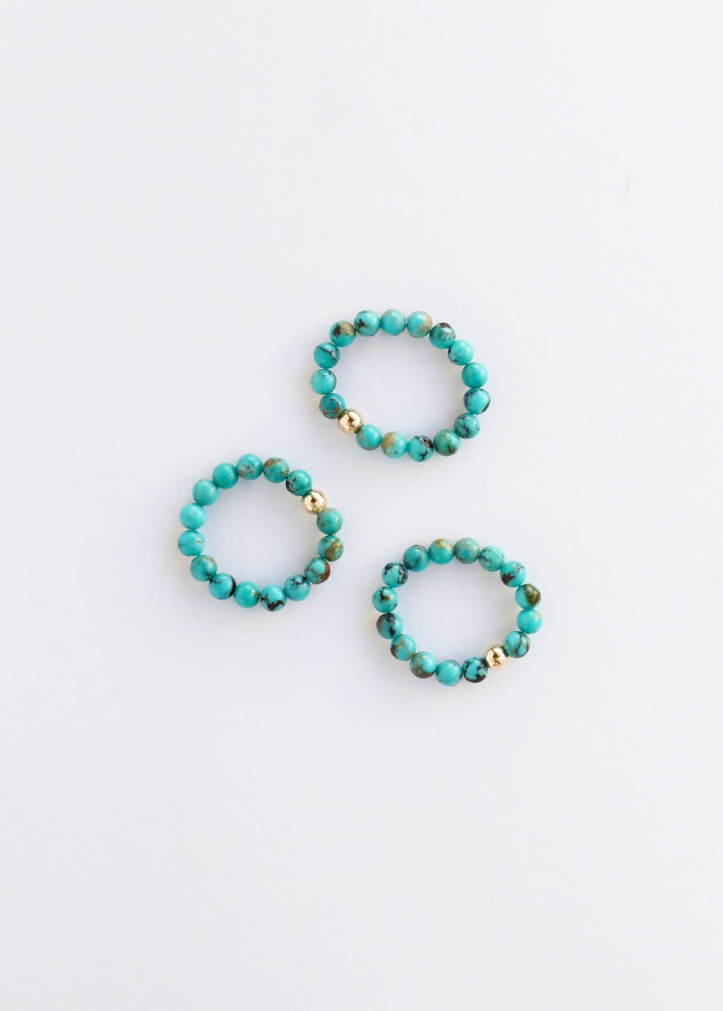 Natural Turquoise + 14k Gold Filled + Honey Amber || Ring Set Trio || - Che Cose Belle