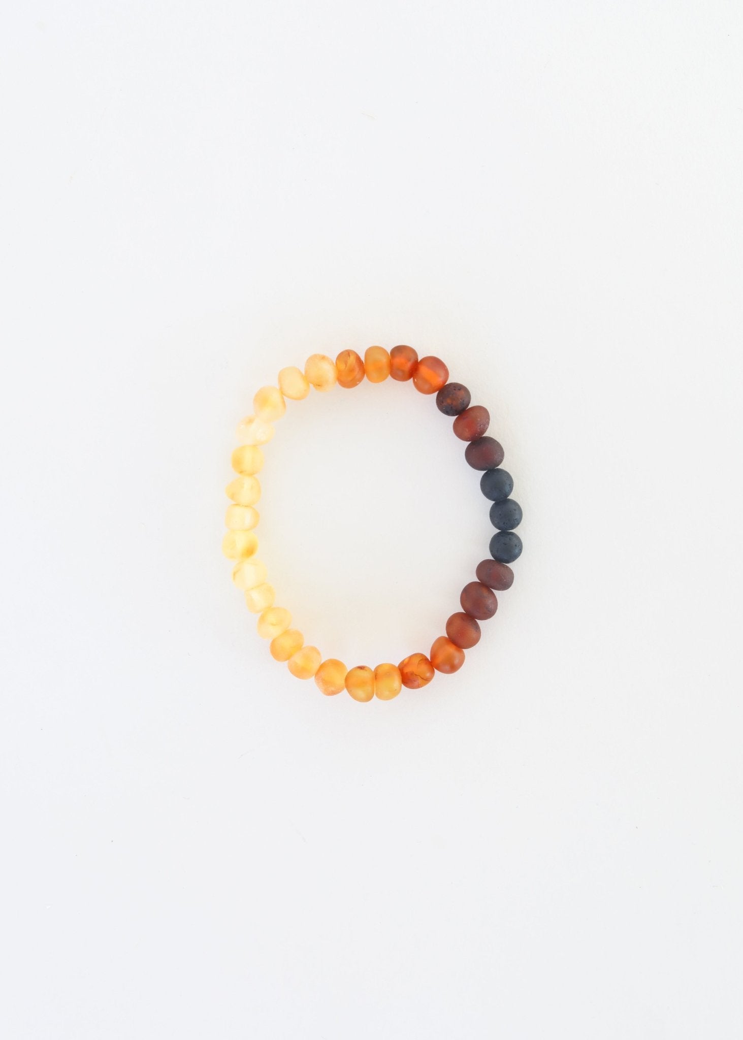Natural Turquoise + Ombre + Raw Amber with Rose Quartz || Adult Bracelet Set - Che Cose Belle