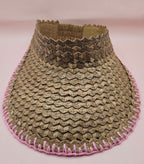 Natural Woven Palm Leaf Visor – Black, Pink, Yellow, or Cream Stitched Trim | Straw Sun Hat - Che Cose Belle