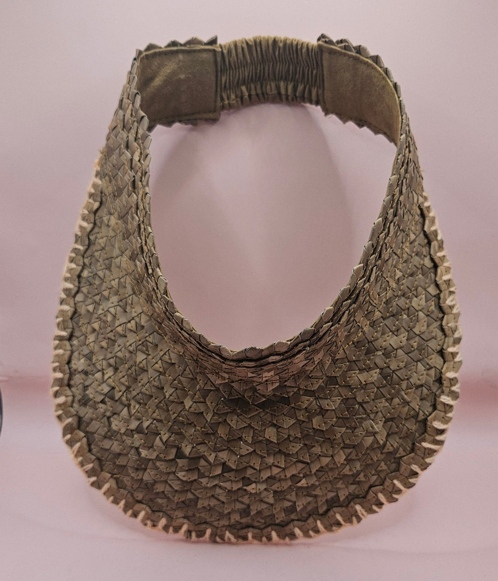 Natural Woven Palm Leaf Visor – Black, Pink, Yellow, or Cream Stitched Trim | Straw Sun Hat - Che Cose Belle