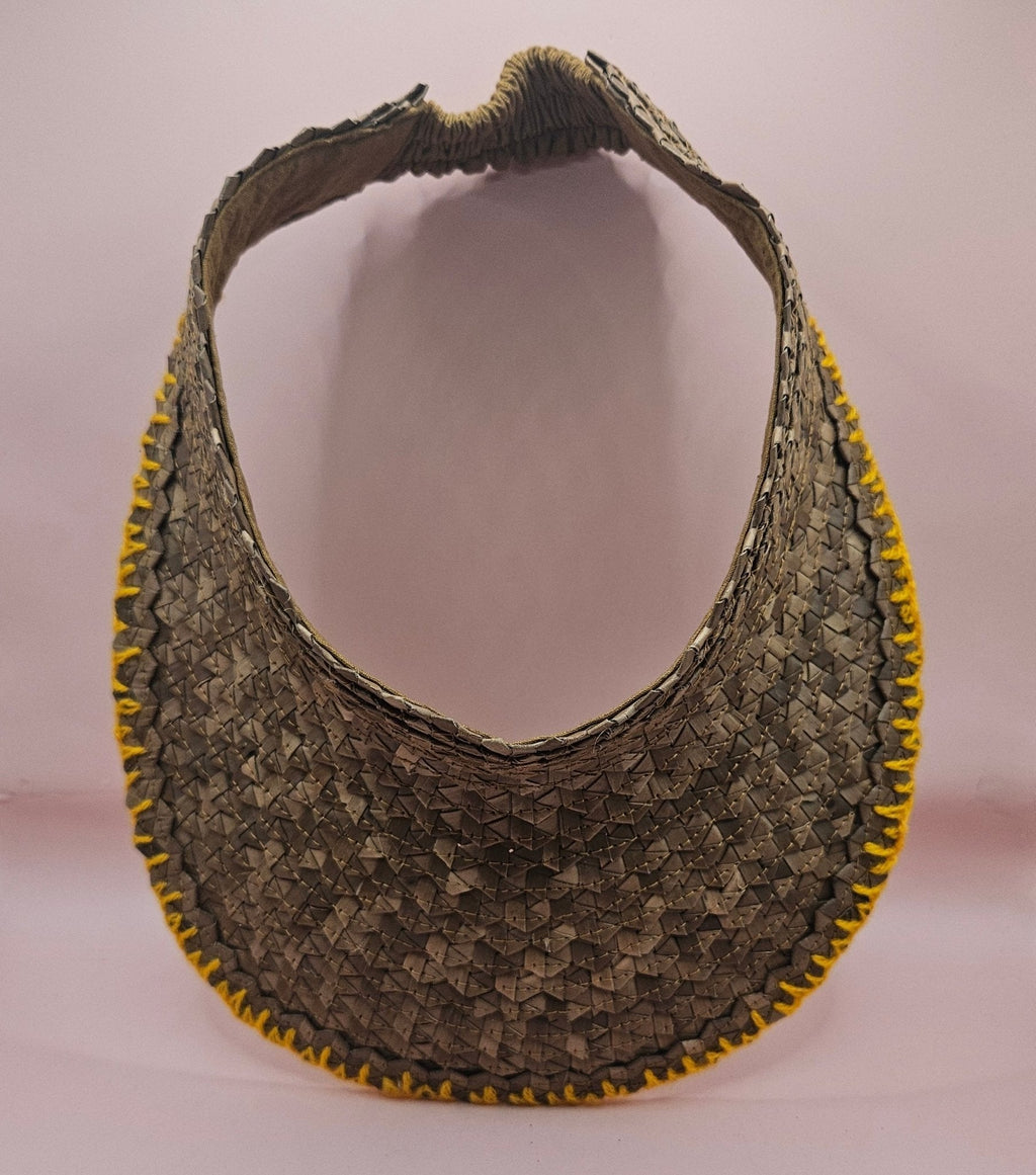 Natural Woven Palm Leaf Visor – Black, Pink, Yellow, or Cream Stitched Trim | Straw Sun Hat - Che Cose Belle