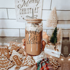 Naughty List Legend 17oz Glass Tumbler With Bamboo Lid, 2 Stainless Straws