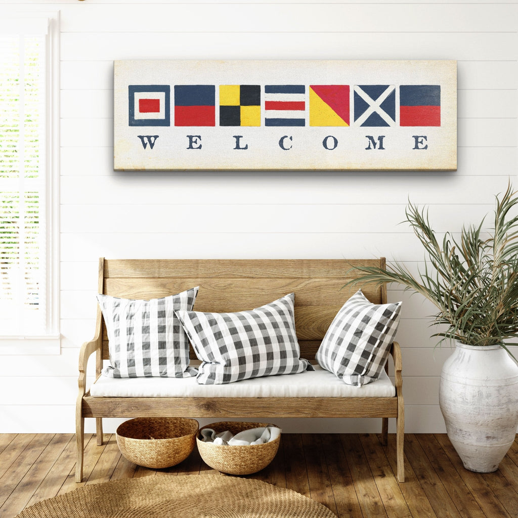 Nautical Welcome Flag Sign - Maritime Signal Flags - Coastal Wall Decor - Che Cose Belle