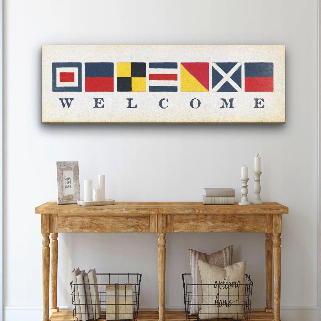 Nautical Welcome Flag Sign - Maritime Signal Flags - Coastal Wall Decor - Che Cose Belle