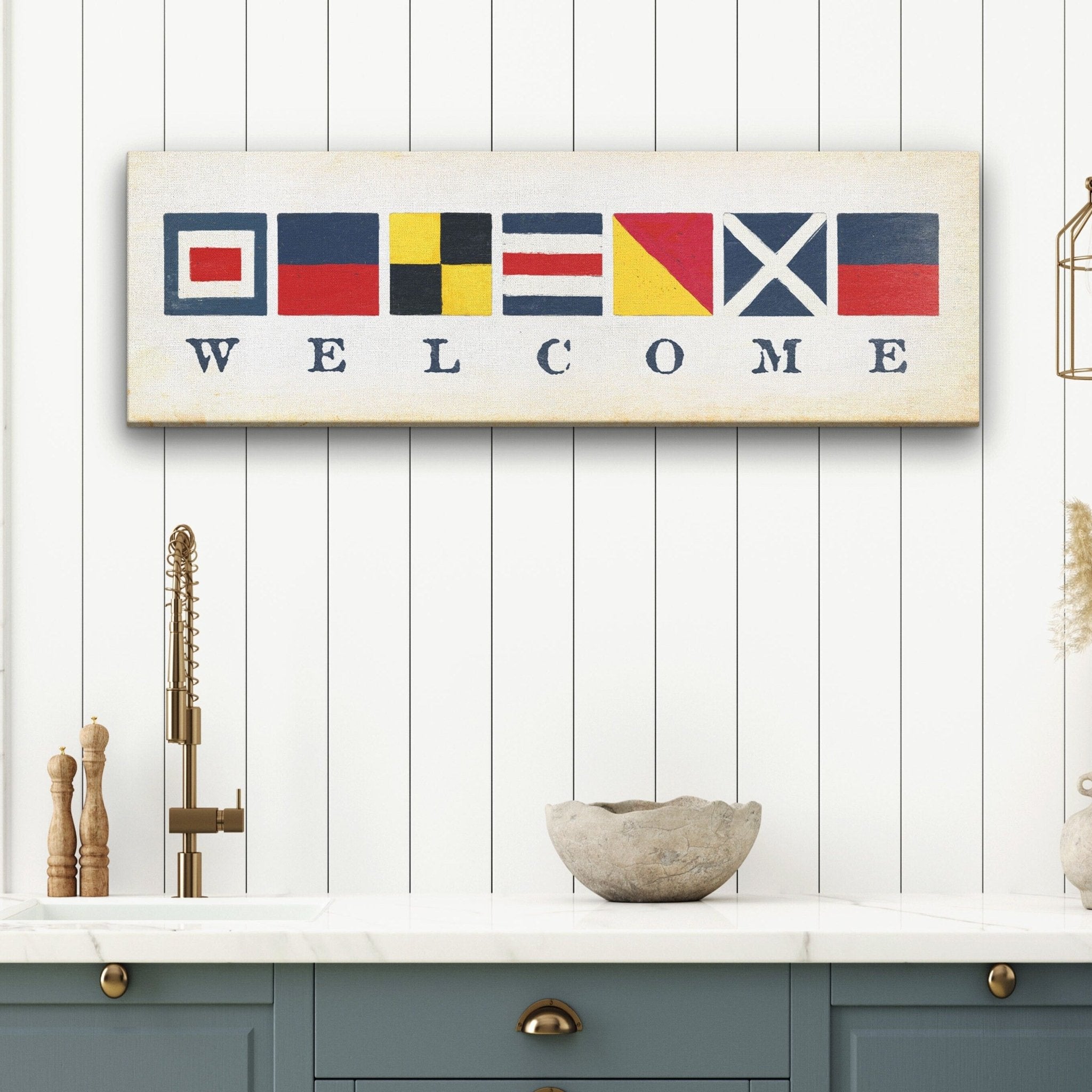 Nautical Welcome Flag Sign - Maritime Signal Flags - Coastal Wall Decor - Che Cose Belle
