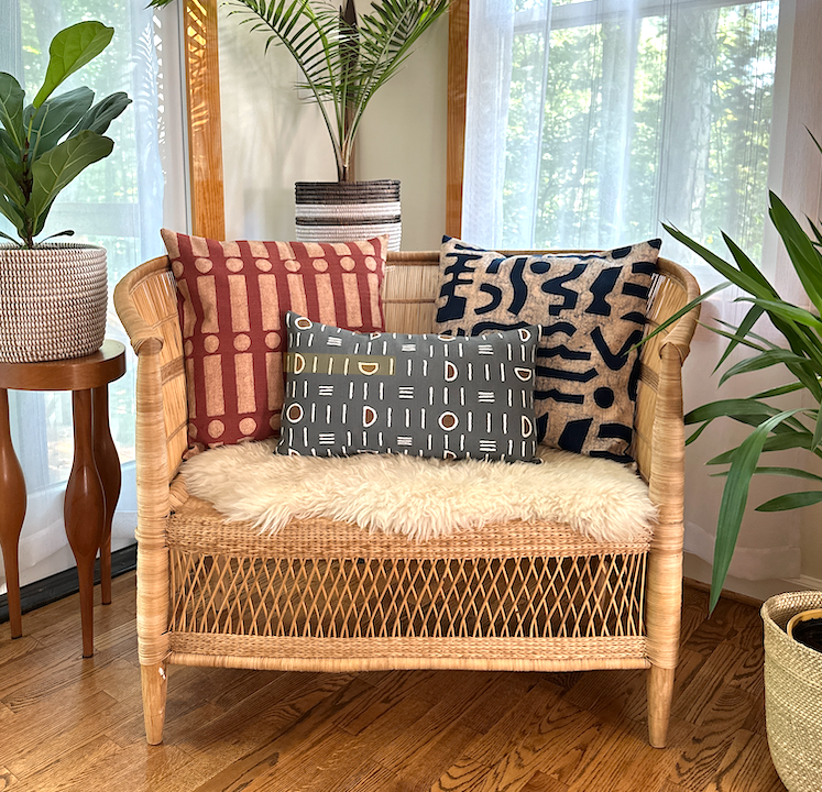 Navy Blue + Rosy Beige Bogo Marks Pillow Cover - Che Cose Belle