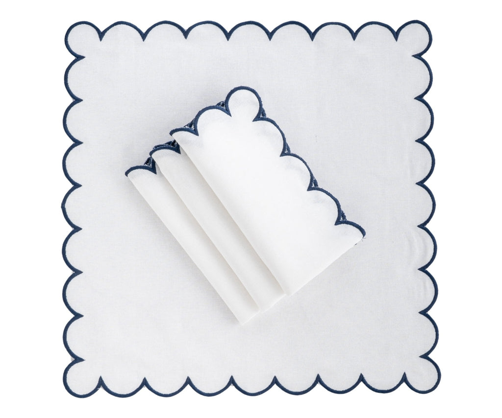 Navy Scalloped Edge Napkins - LongWave - Che Cose Belle