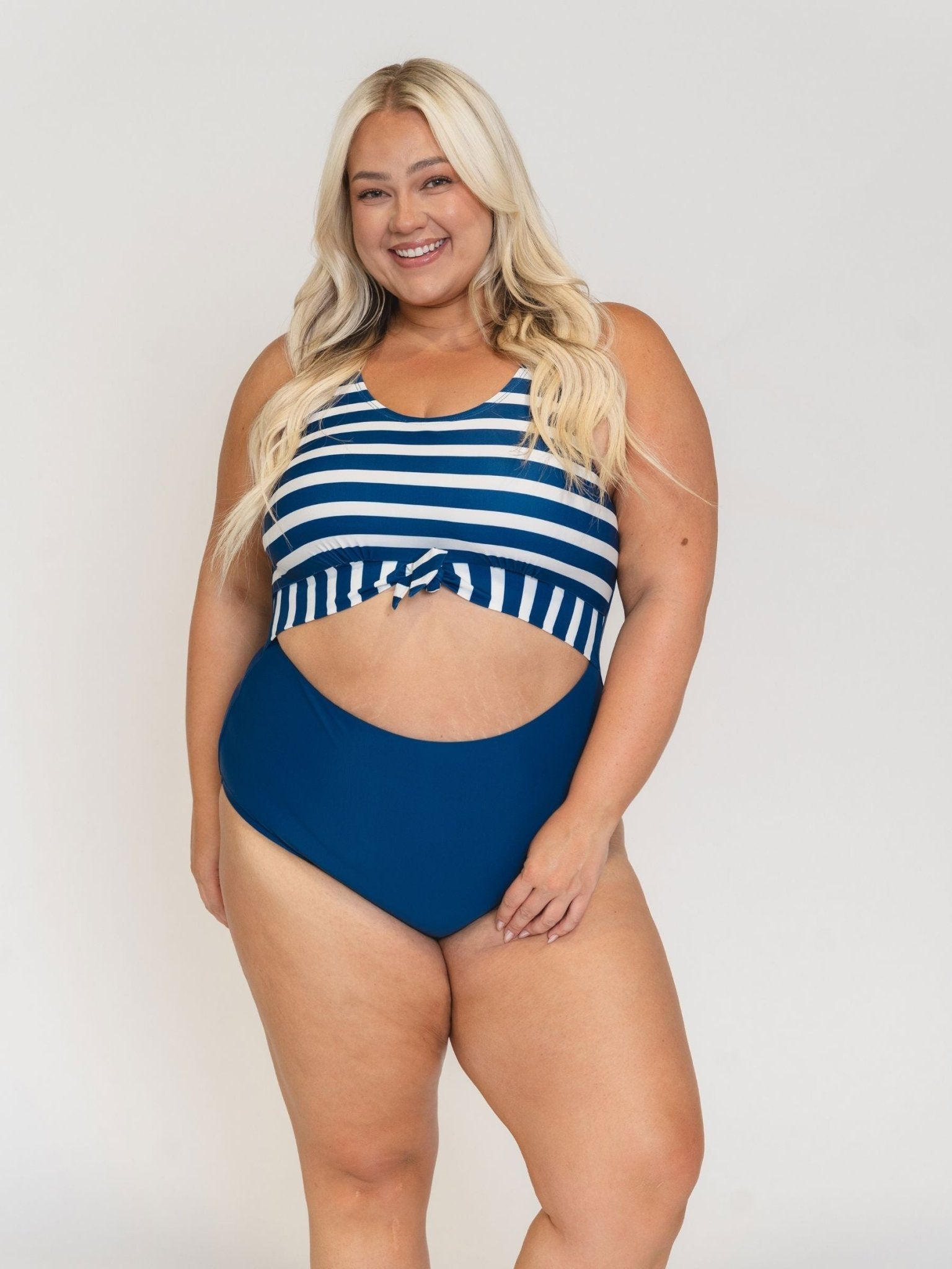 Navy Stripe Knotted One-Piece - Che Cose Belle
