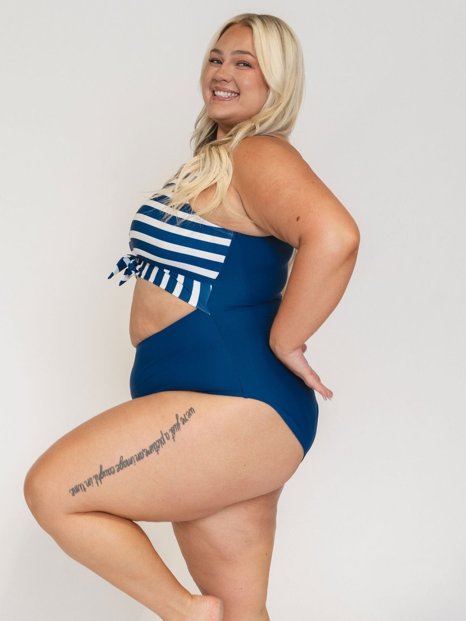 Navy Stripe Knotted One-Piece - Che Cose Belle
