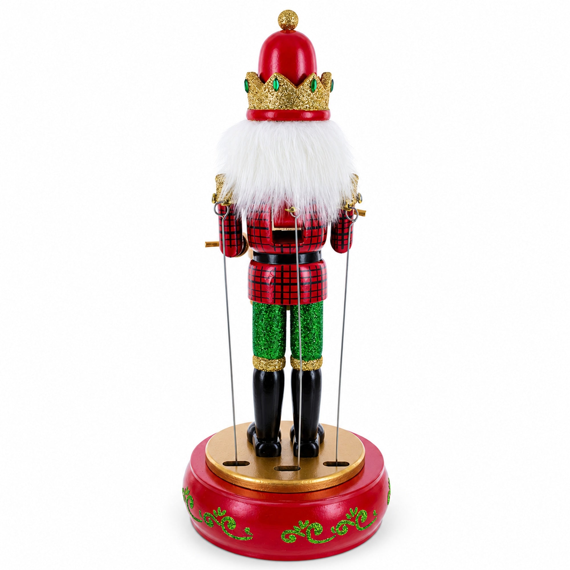 Animated Nutcracker Drummer Musical Figurine - Winter Music Box 13 Inches