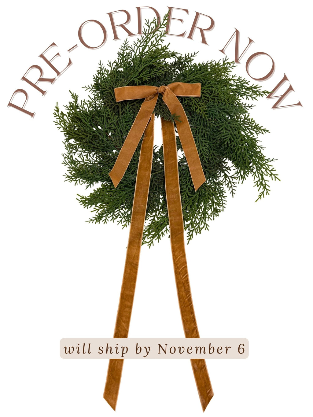 Neutral Mini Cedar Cabinet Wreaths with Ribbon - Che Cose Belle